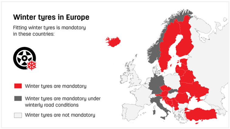 Where winter tyres are law
