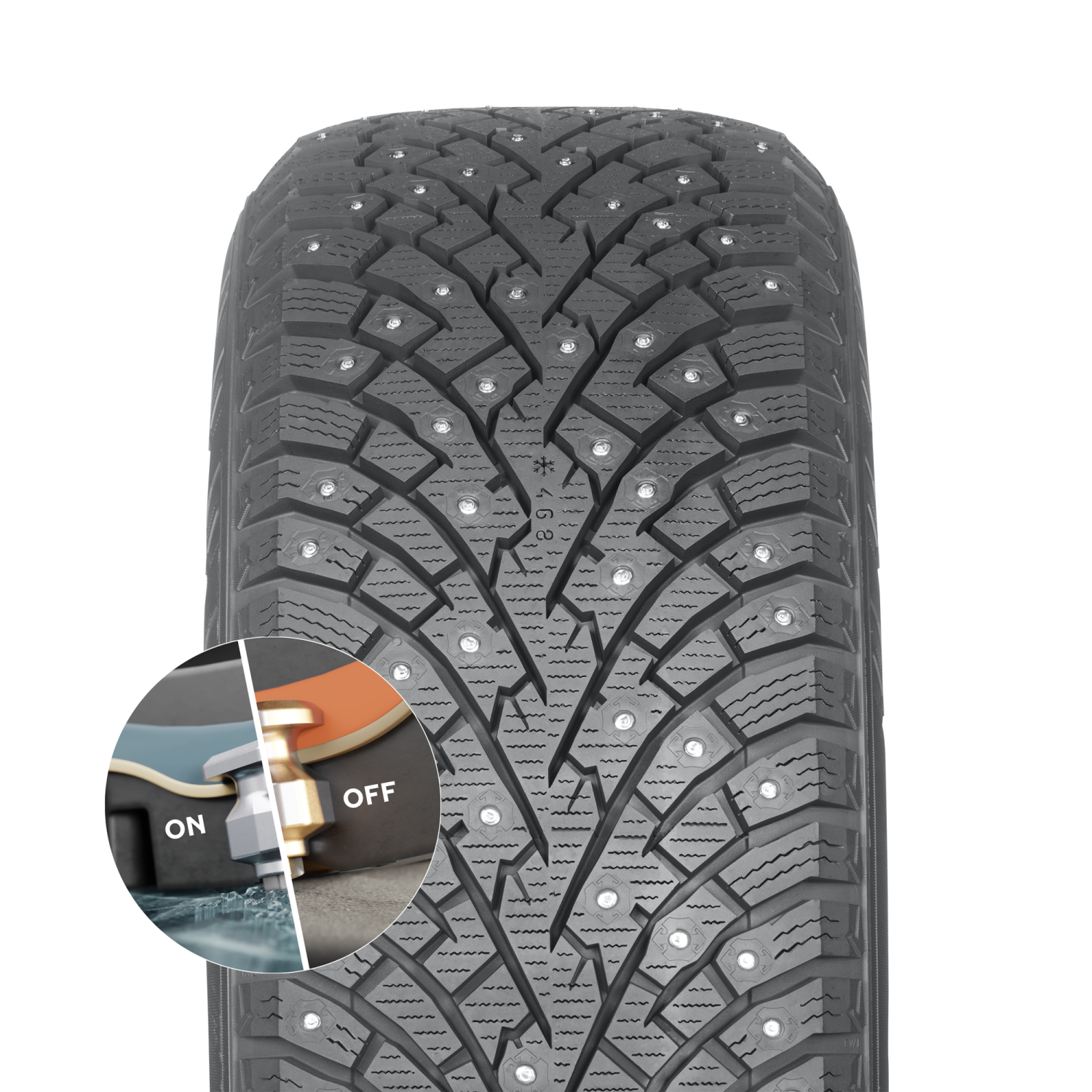 Nokian Hakkapeliitta 01 stud ON and OFF modes
